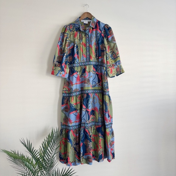 Gretchen Scott Designs Dresses & Skirts - Gretchen Scott Damsel Olive Ditto Print Maxi Dress Large NEW NWT